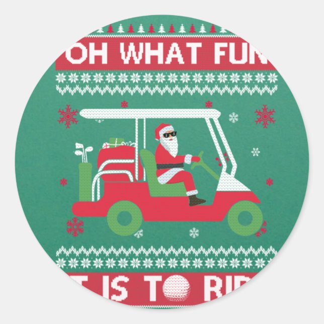 Sticker Rond Oh Quel Amusant C'Est De Faire Du Golf Vilain Noël (Devant)