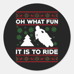 Sticker Rond Oh Quel Plaisir De Rouler En Moto Cross
