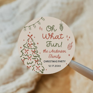 Sticker Rond Oh Quelle Amusement Fête De Noël Dessinée À La Mai