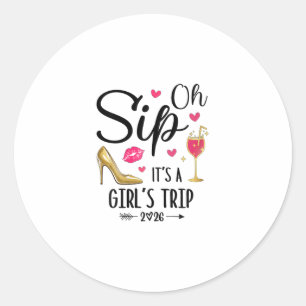 Sticker Rond Oh Sip C'est Un Voyage De Filles 2026 Vacances D'é