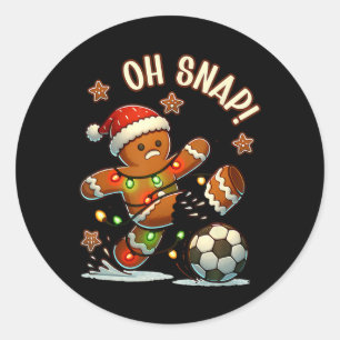 Sticker Rond Oh Snap Biscuit de Noël Football