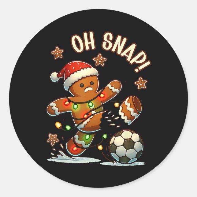Sticker Rond Oh Snap Biscuit de Noël Football  (Devant)