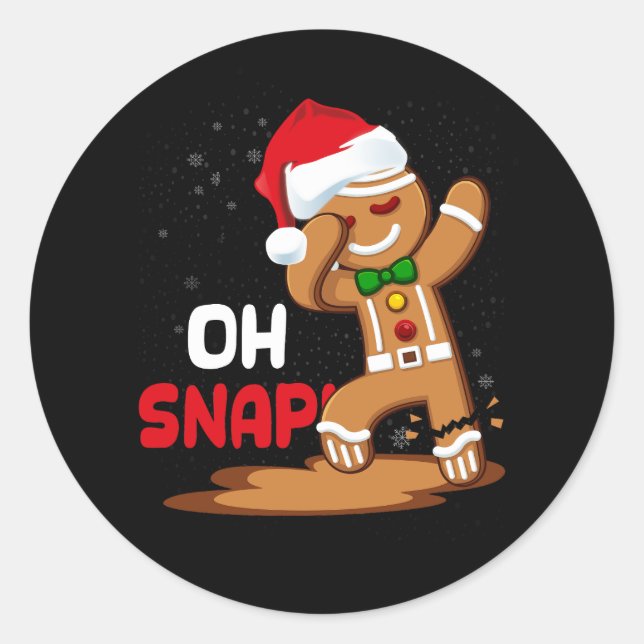 Sticker Rond Oh Snap Dabbing Gingerbread Homme Joyeux Noël de v (Devant)