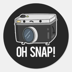 Sticker Rond Oh Snap Funny Camera Pun Dark BG