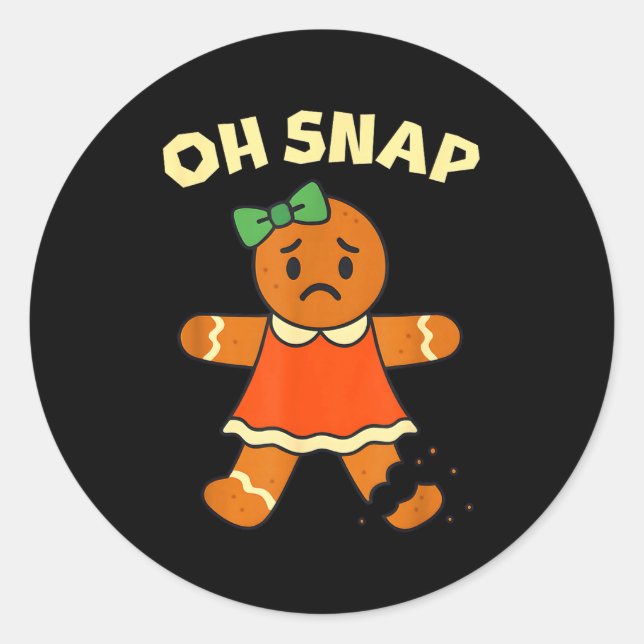 Sticker Rond Oh Snap, Gingerbread Girl Cookie, Broken Leg, Funn (Devant)