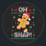 Sticker Rond Oh Snap Gingerbread Homme Cookie Noël Funny Ugl<br><div class="desc">Oh Snap Gingerbread Homme Cookie Noël Drôle Doux moche</div>