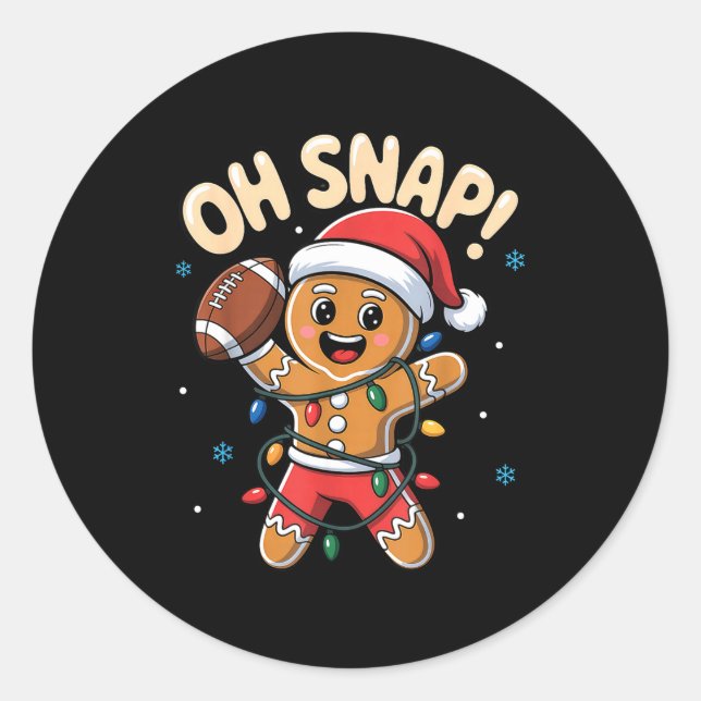 Sticker Rond Oh Snap Gingerbread Man Christmas Football Kids Bo (Devant)