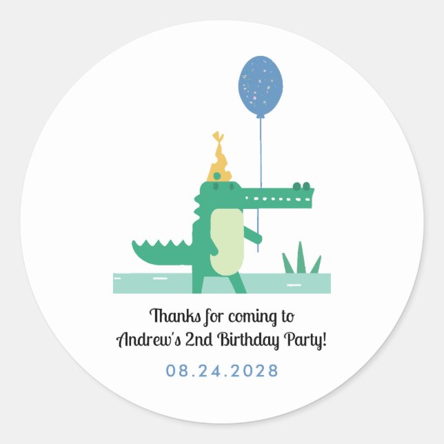 Sticker Rond Oh Snap mignon Alligator Anniversaire de enfant Pa (Devant)