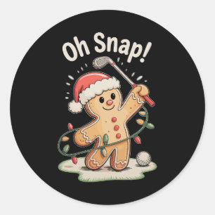 Sticker Rond Oh Snap Pain d'épice Golf Golfeur Golfing Noël
