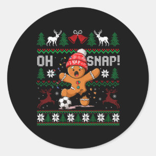 Sticker Rond Oh Snap Soccer Gingerbreadman Noël Xmas laid