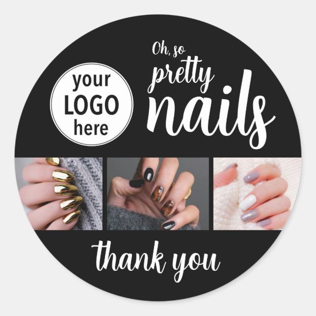 Sticker Rond Oh So Pretty Artiste Ongulaire Script Logo Photo (Devant)