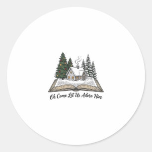 Sticker Rond Oh venez adorons-Le livre de Noël Design_1