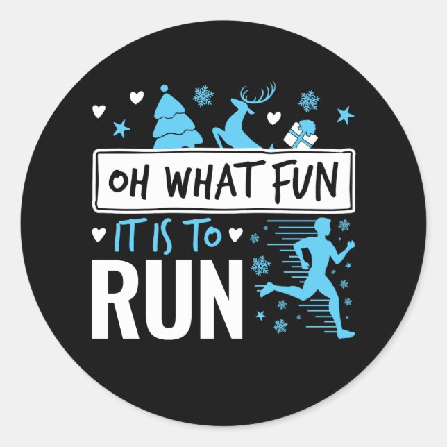 Sticker Rond Oh What Fun It Is to Run Christmas Runner Runner (Devant)