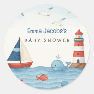 Sticker Rond Ohé C'est un garçon Baby shower marin