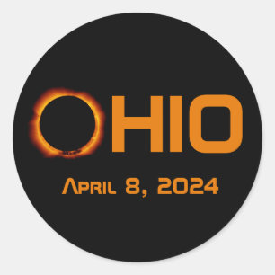Sticker Rond Ohio 2024 Total Éclipse Solaire