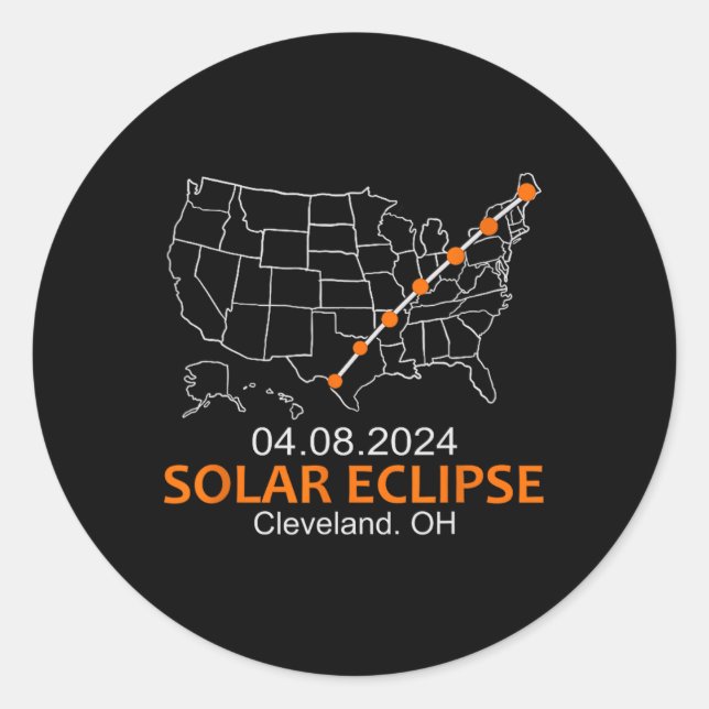 Sticker Rond Ohio 2024 Total Éclipse Solaire (Devant)