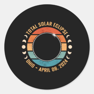 Sticker Rond Ohio 2024 Total Éclipse Solaire Parcours Totalité