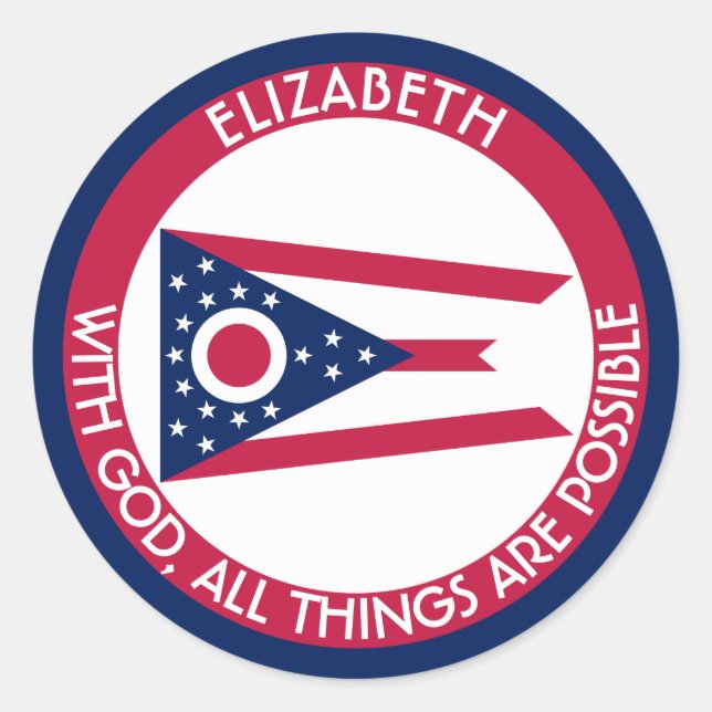 Sticker Rond Ohio Burgee L'État Buckeye Drapeau personnalisé (Devant)