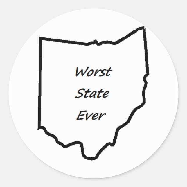 Sticker Rond Ohio Le Pire Etat Jamais (Devant)