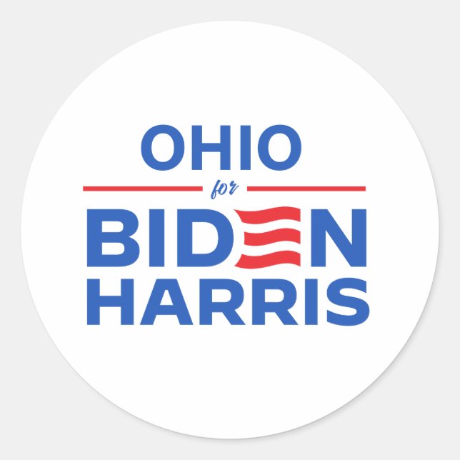 Sticker Rond Ohio pour Biden Harris (Devant)