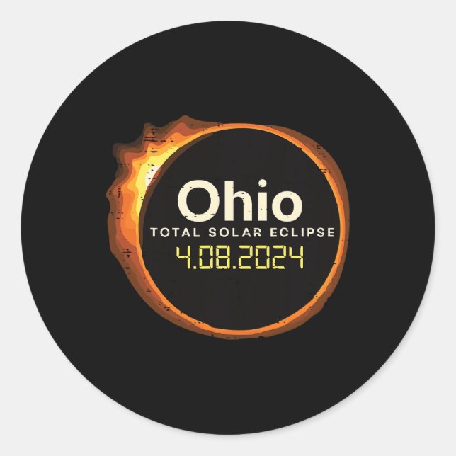 Sticker Rond Ohio Solar Eclipse 2024 Totalité Avril 8 Hommes Fe (Devant)