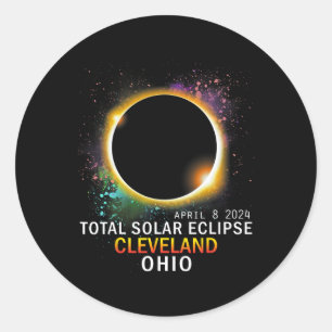 Sticker Rond Ohio Total Éclipse Solaire 8 avril 2024