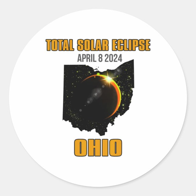 Sticker Rond Ohio Total Éclipse Solaire Avril 08 2024 (Devant)
