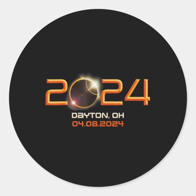 Sticker Rond Ohio Total Solaire Eclipse 2024 1 (Devant)