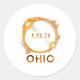 Sticker Rond Ohio Total Solaire Eclipse Avril 8 2024 Ohio Solar