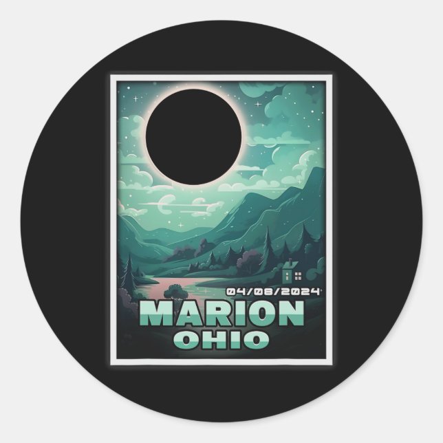 Sticker Rond Ohio Total Solar Eclipse 2024 (Devant)