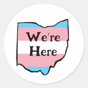 Sticker Rond Ohio Trans Pride Nous sommes ici