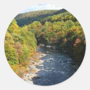 Sticker Rond Ohiopyle River à l'automne I Pennsylvanie Automne