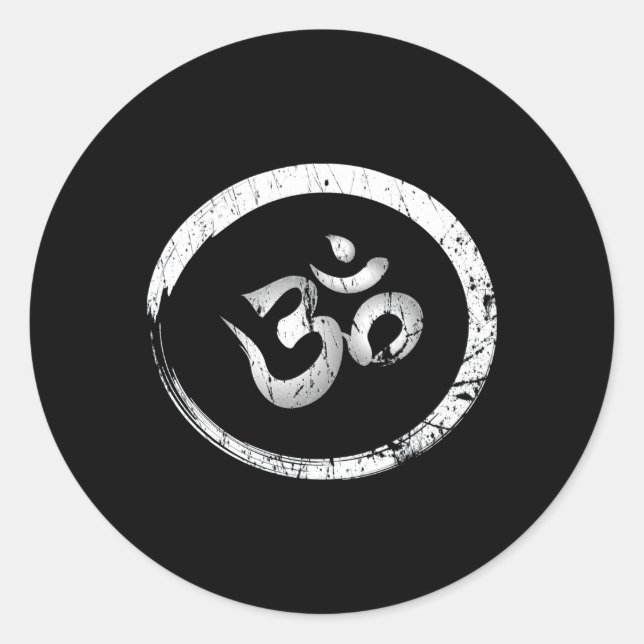 Sticker Rond Ohm Om Aum Yoga Méditation Spirituelle Namaste (Devant)