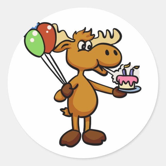 Sticker Rond Oie avec ballon et gâteau | choisir la couleur arr (Devant)