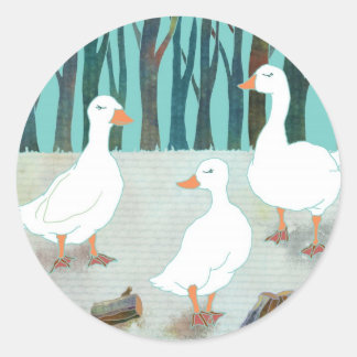 Sticker Rond Oie blanche