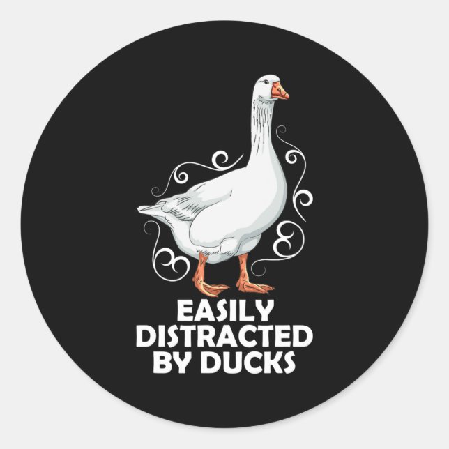 Sticker Rond Oie De Canard Facilement Distrait Par Canards Oise (Devant)