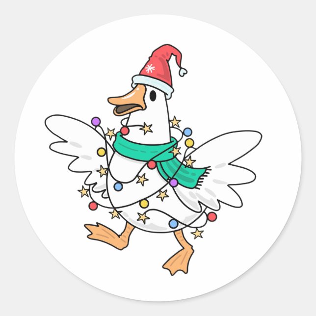 Sticker Rond Oie de Noël (Devant)