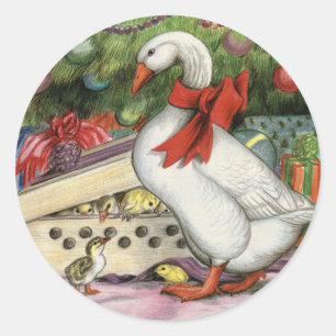 Sticker Rond Oie de Noël