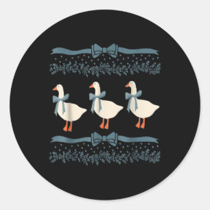 Sticker Rond Oie de ruban bleu des années 1980 avec coeur