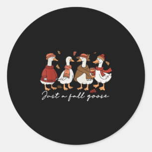 Sticker Rond Oie drôle et confortable d'automne, un animal d'au