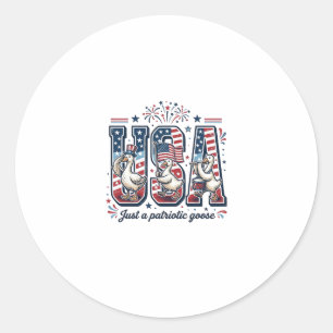 Sticker Rond Oie Patriotique USA Vintage Quatrième Juillet Chem