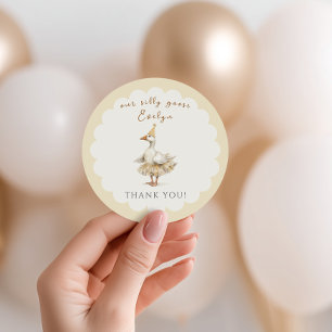 Sticker Rond Oie Ridicule 3ème Anniversaire Aquarelle Jaune