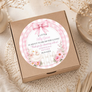 Sticker Rond Oie Ridicule Merci Cottagecore Baby Shower