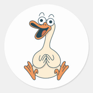 Sticker Rond Oie Ridicule, Oie Fantaisiste, Oie de Dessin Animé