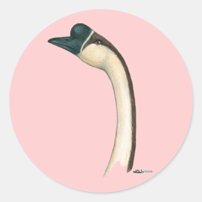 Sticker Rond Oie : Tête chinoise Brown (Devant)