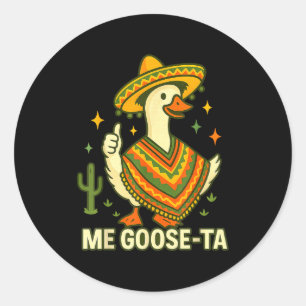 Sticker Rond Oie va au cinq mai drôle dicton mexicain fiesta