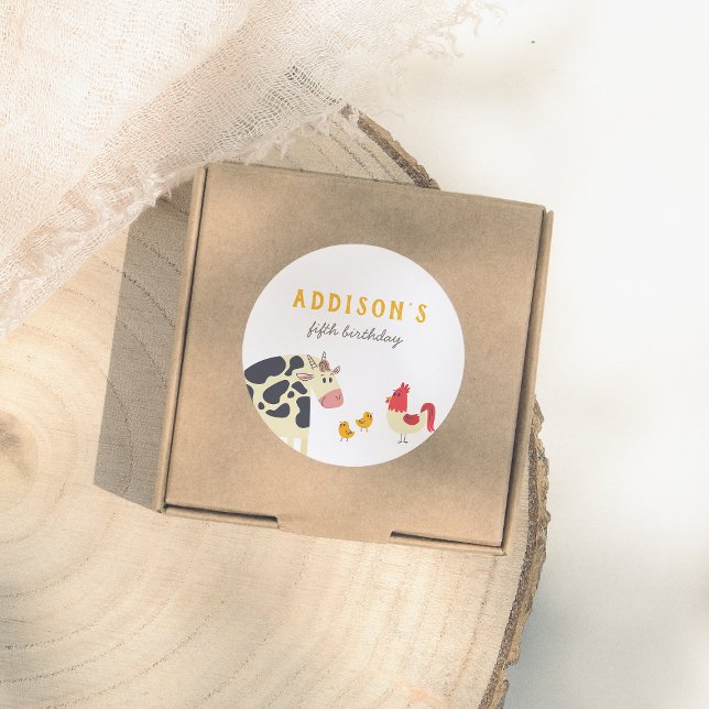 Sticker Rond Oink Baa Quack Moo Farm Animals Birthday Party (Créateur téléchargé)