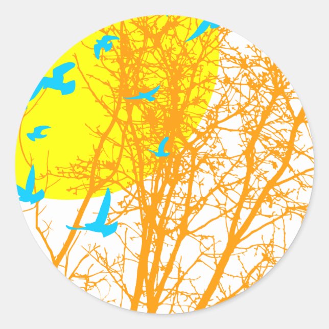 Sticker Rond oiseau à silhouette (Devant)