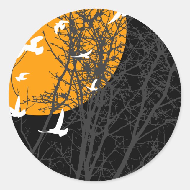 Sticker Rond oiseau à silhouette (Devant)