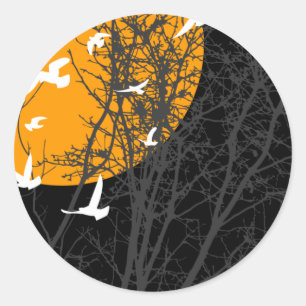 Sticker Rond oiseau à silhouette